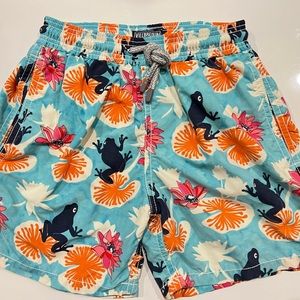 VILEBREQUIN Boys Swim Trunks Size 8 Frogs Blue Orange Pink